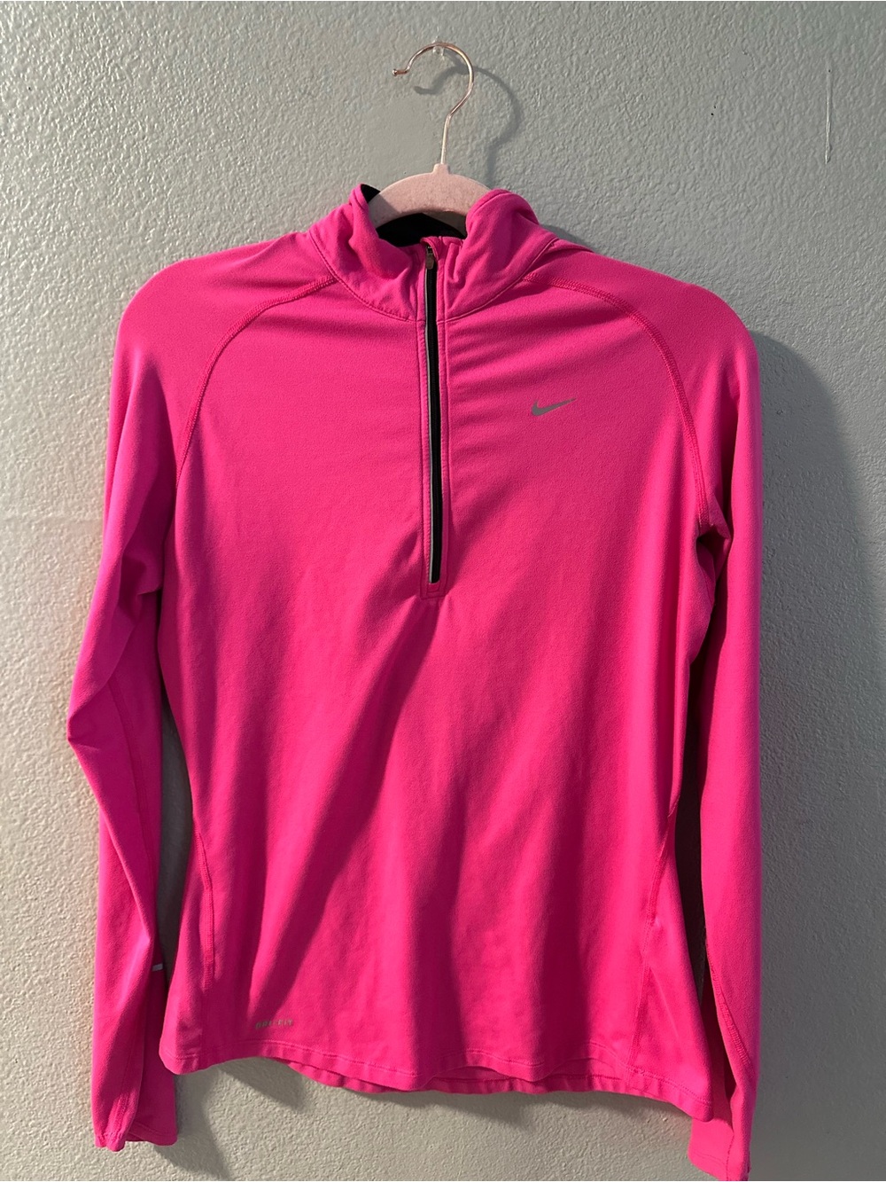 Nike Women's Hot Pink Half-Zip Long Sleeve Performance Top